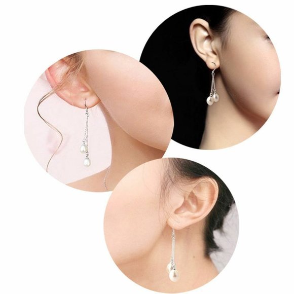 100% All Natural Freshwater Deep Pink Pearl Dangle Earrings *NWT* - Picture 3 of 10